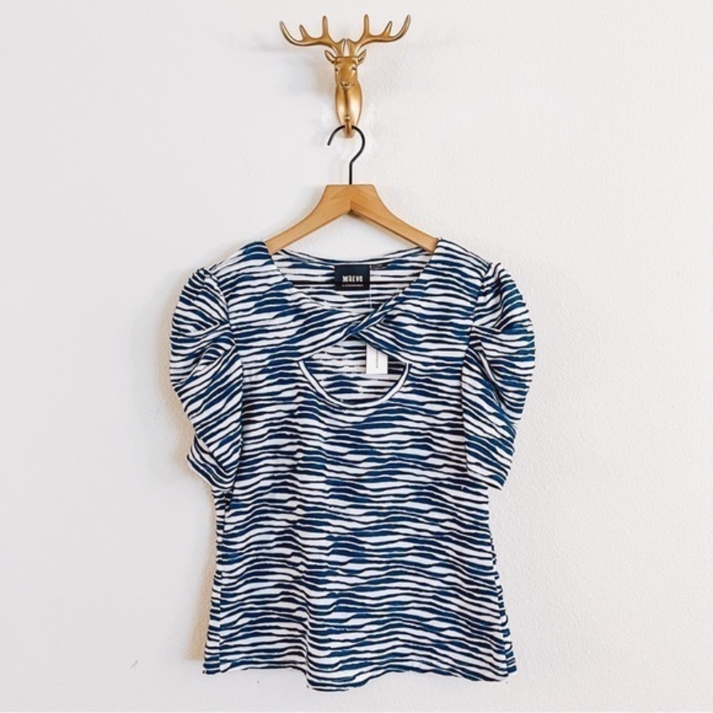 Maeve Blue and White Zebra Print Blouse